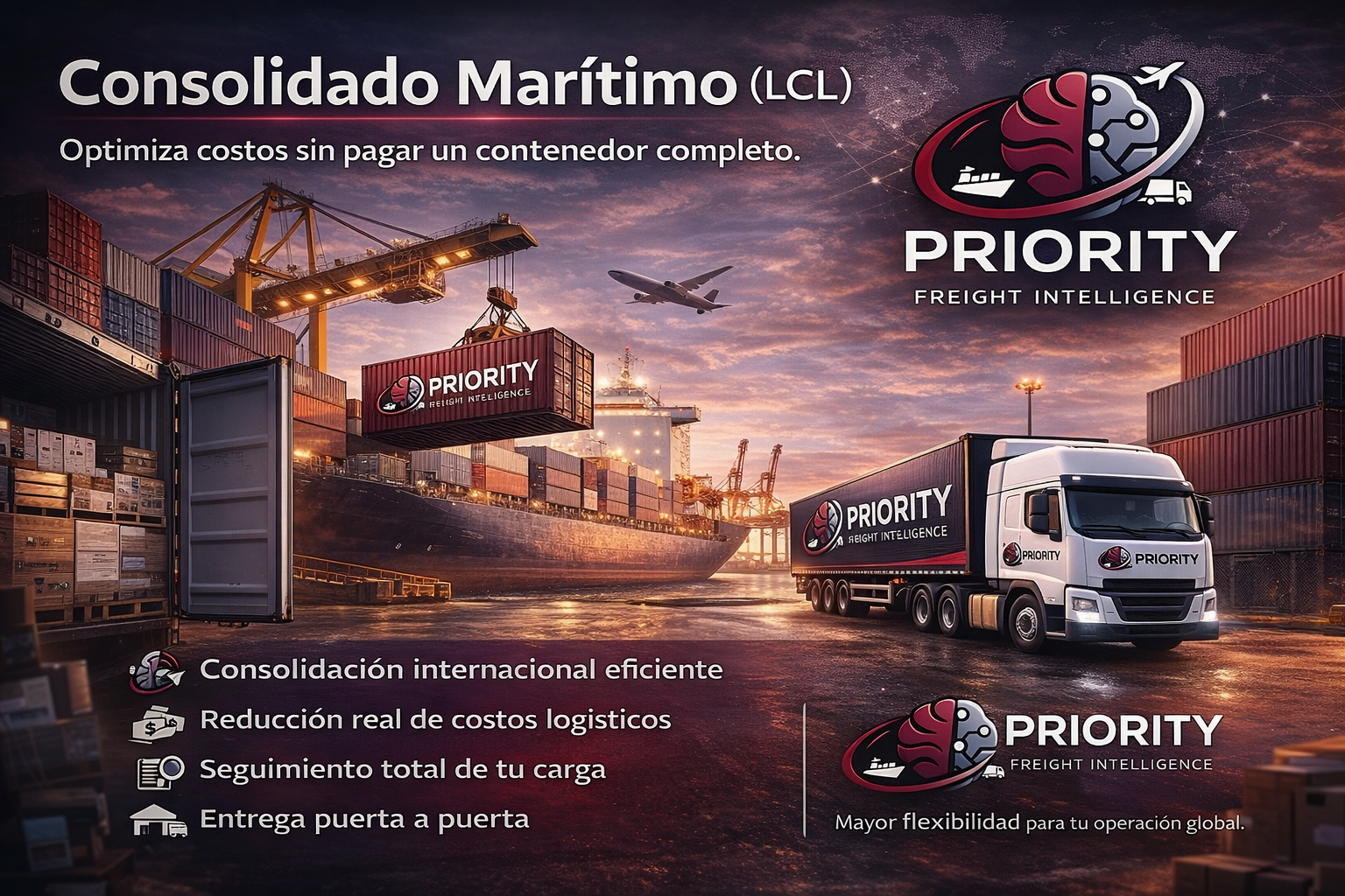 Ficha visual del servicio consolidado marítimo LCL.